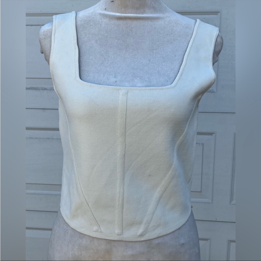 House of Harlow 1960 - Corset Style Cropped Knit Tank Top ivory Tank Woman’s S